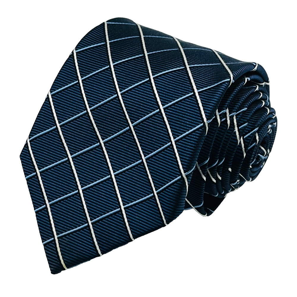 Jos A Bank Executive Collection Repp Silk Men's Necktie Navy Blue Striped 59"